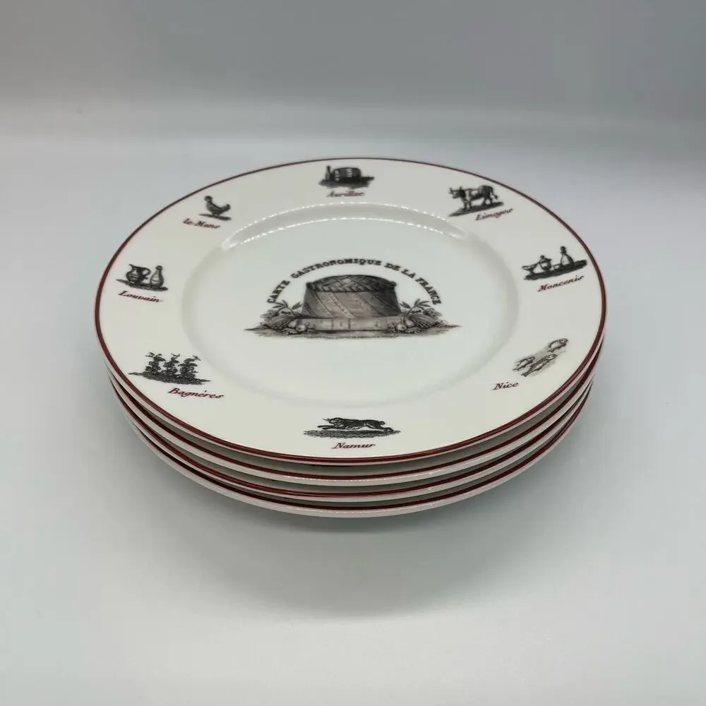 Williams Sonoma Carte Gastronomique De La France Set of 4 Salad Plates 8.25